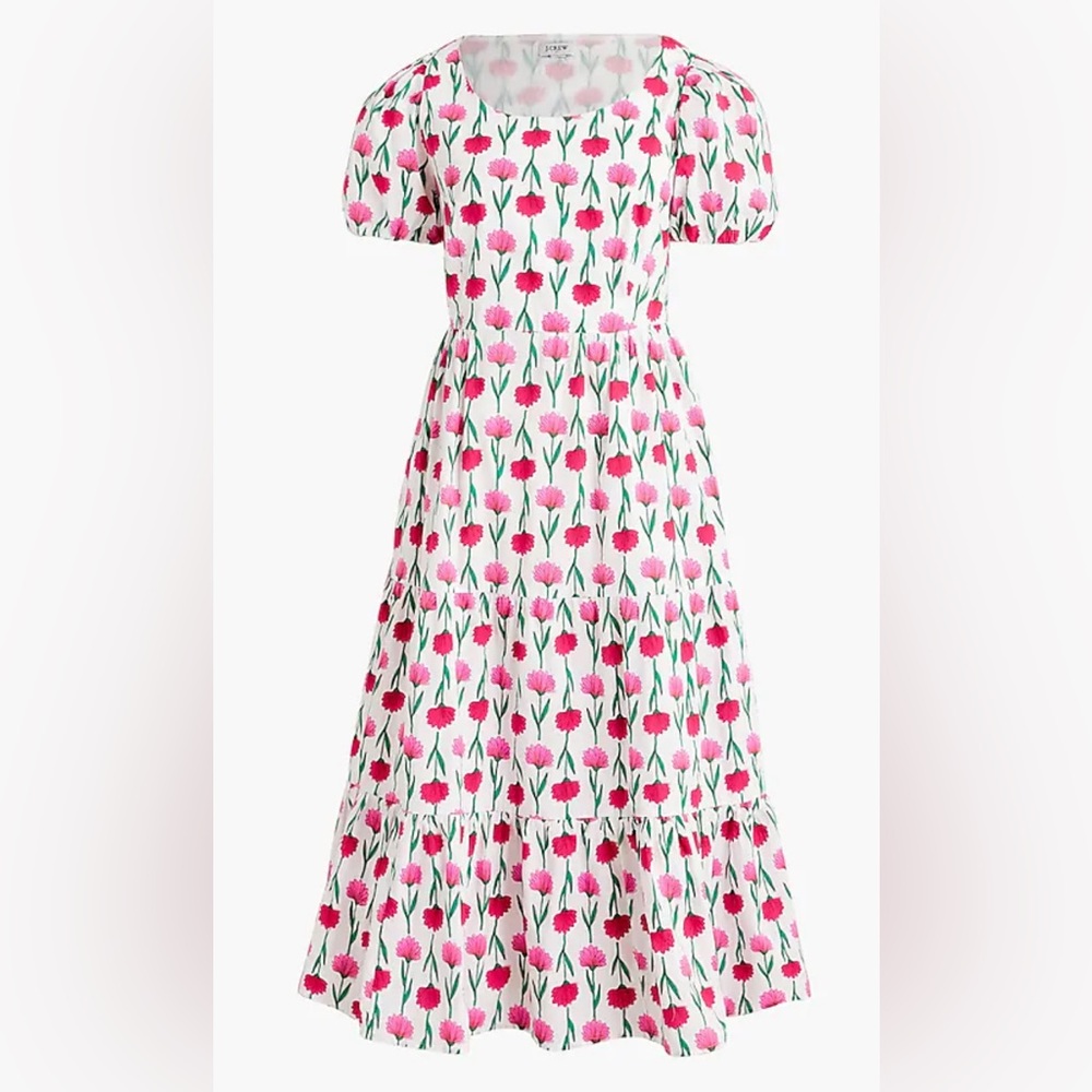 NWT J.Crew Factory Cotton Poplin Tiered Midi Dress 10